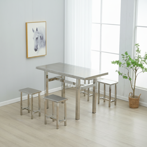 Table de salle à manger contemporaine de luxe en acier inoxydable résistante aux taches de qualité supérieure - Product Image 1
