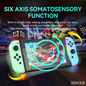 Manette <span class=keywords><strong>de</strong></span> jeu Joy-Con <span class=keywords><strong>Animal</strong></span> <span class=keywords><strong>Crossing</strong></span> vert pastel bleu gauche et droite avec éclairage RGB, fonction Turbo et moteur <span class=keywords><strong>de</strong></span> vibration six axes - Product Image 4