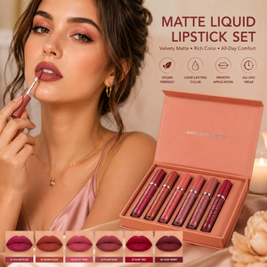 Set <span class=keywords><strong>de</strong></span> Brillo Labial 6 en 1, Mini Brillo Labial Líquido Mate Impermeable, Kit <span class=keywords><strong>de</strong></span> Regalo <span class=keywords><strong>de</strong></span> Brillo Labial Hidratante OEM - Product Image 2