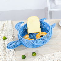 Handgeweven PP rotan schildpadvormige mand Creatief dierenvormig geweven dienblad Fruit Snack opbergmand Decoratieve mand voor thuisgebruik