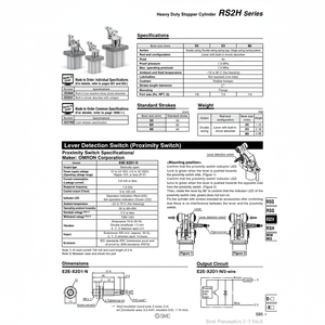 Cylindre d'arrêt RS2H50-30TM-D à usage intensif SMC Pneumatics - Product Image 1