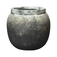 Ensemble de pots à fleurs en GRC écologiques faits à la main, résistants aux intempéries, jardinières rondes en béton vieilli pour la décoration intérieure et extérieure