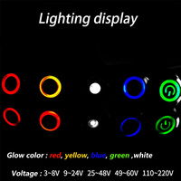 Interrupteur à bouton-poussoir LED en acier inoxydable 20A à courant élevé, 12mm-22mm, 16mm-19mm, anti-vandalisme, à verrouillage instantané, 1NO