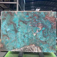 GOLDTOP Villa Decor Luxe Pierre Naturelle Polie Dalle Jumbo Mur Amazonite Turquoise Granite Rétroéclairé Marbre Vert