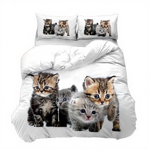 ชุดผ้าห่มนวมไมโครไฟเบอร์โพลีเอสเตอร์ทอแบบเรียบ 3 มิติ ลายสัตว์ พร้อมผ้าปูที่นอนรัดมุมและผ้าปูที่นอนแบบเรียบ ขนาดเตียงคู่ คิงไซส์ ซุปเปอร์คิงไซส์-ชิน่า - Product Image 4