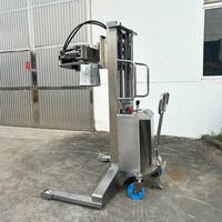 Chariot élévateur électrique à pince Huize en acier inoxydable, capacité 500 kg, levée 3 m, pour rouleaux de papier, avec pneus non-marquants et poste de commande debout