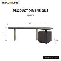 Table d'étude moderne réglable en cuir façon selle, ensemble chaise de bureau informatique de forme spéciale, mobilier minimaliste pour bureau à domicile, travail et écriture
