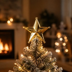 Hiasan Puncak Pohon Natal Bintang Lima Sudut Emas Perak 3D, Karangan Bunga Mini Plastik, Hadiah, Ornamen DIY, Grosir - Product Image 1