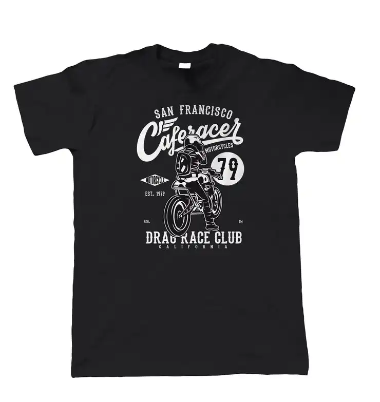 Самая популярная мужская футболка для мотоциклетного Кафе Racer Club 79, летняя практичная горячая Распродажа, футболка с индивидуальным принтом