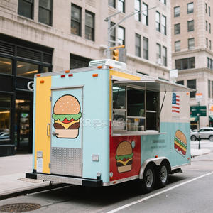 Chariot de vente ambulante 2025, remorque mobile pour snacks, entièrement équipé, camion de restauration avec four à pizza - Product Image 1