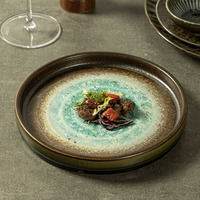 Yayu 2023 nouveaux designs rétro restaurant japonais couleur émaillée dîner rond personnalisé plats et assiettes assiettes en céramique en vrac