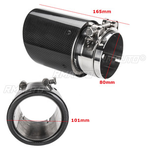 Punta de escape universal de fibra de carbono negro brillante de 80 mm de entrada y 101 mm de salida para silenciador de coche - Product Image 6