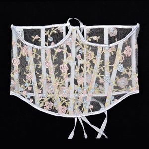 Top Corset en Dentelle Brodé 3D de Haute Qualité avec Fleurs, Effet Photo Réel, pour Femme, Bustier Court Coloré et Élégant - Product Image 4