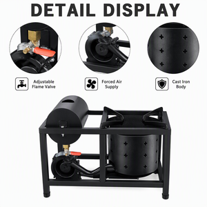 Pemanas Minyak Limbah Multi-Bahan Bakar Tanpa Asap Api Dapat Diatur Sistem Udara Paksa 49x26x32cm Kompor Masak <span class=keywords><strong>Camping</strong></span> Besi Cor Portabel - Product Image 3