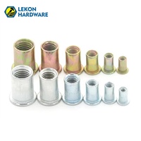 Vente directe usine : Écrou rivet creux à tête plate et rivet tubulaire M6, 1000 pièces/boîte, en acier au carbone à tête plate et corps lisse
