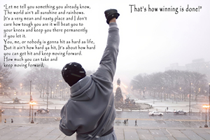 Impresión en lienzo motivacional de Rocky: cita de arte mural con texto en inglés «That's How Winning Is Done» para decoración del hogar y la oficina - Product Image 2