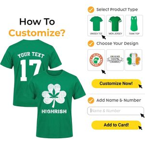 T-shirt personnalisé à col en v pour femmes, avec trèfle vert pour la Saint-Patrick, nom personnalisé, numéro 52, décontracté, respirant - Product Image 6