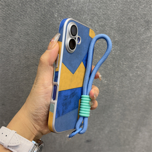 เคสโทรศัพท์มือถือ Apple 16, เคสหนังเย็บสีฟ้า Iphone16promax เลนส์ชิ้นเ<span class=keywords><strong>ด</strong></span>ียว15ชิ้น14ช่อง13 12 - Product Image 1