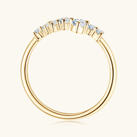 Classique Brillant Beaux Bijoux Plaqué Or 14 Carats Argent Sterling 925 Bague de Mariage Moissanite en Grappe pour Femmes