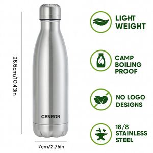 Botella de Agua Aislada al Vacío de Acero Inoxidable Cenron, Diseño Minimalista Blanco con Caja de Regalo, para Viajes - Product Image 3