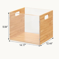Boîte de rangement pour dossiers en bois de bambou avec façade en acrylique transparente, organiseur de documents de bureau pour la maison ou le bureau