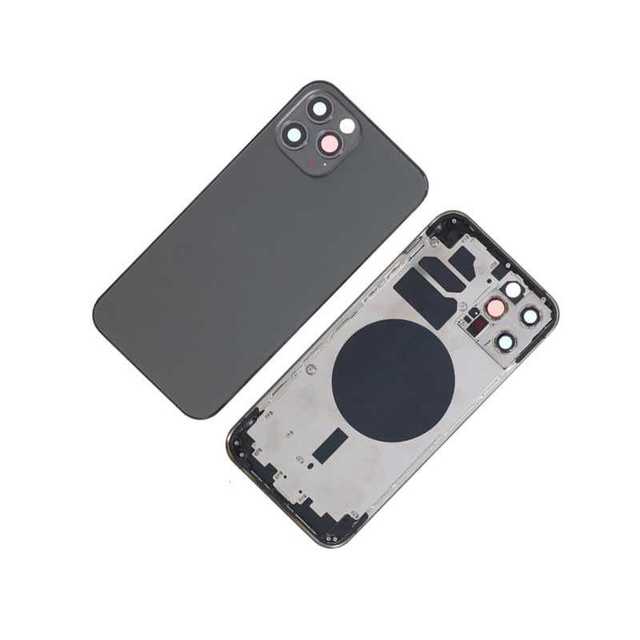 Black Aluminum Alloy Intermediate-Housing Chassis Back Cover for 12 Pro Mobile Phone