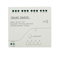 Module d'interrupteur intelligent WiFi EWeLink 7-32V sans USB 10A Relais 4 canaux Contrôle par application Contrôle vocal Utilisation hôtel et garage Compatible Alexa Google Home