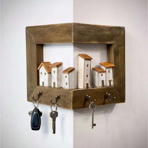 Perchero y organizador de llaves de pared rectangular multiusos para sala de estar, entrada y dormitorio - Product Image 1