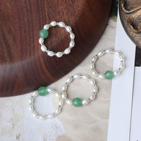 Elastischer Schnurring mit Natürlichen Süßwasserperlen, Stapelbare Perlenringe für Damen, Schmuck Großhandel ab Lager