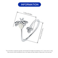Usine en gros 925 en argent Sterling réglable lueur dans le noir abeille nid d'abeille lumineux luciole anneau ouvert pour les femmes