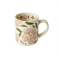 Tasse en céramique rose mat Hibiscus, tasse à café de bureau, tasse à thé en porcelaine florale avec poignée, vaisselle pour le bureau, la maison, le café
