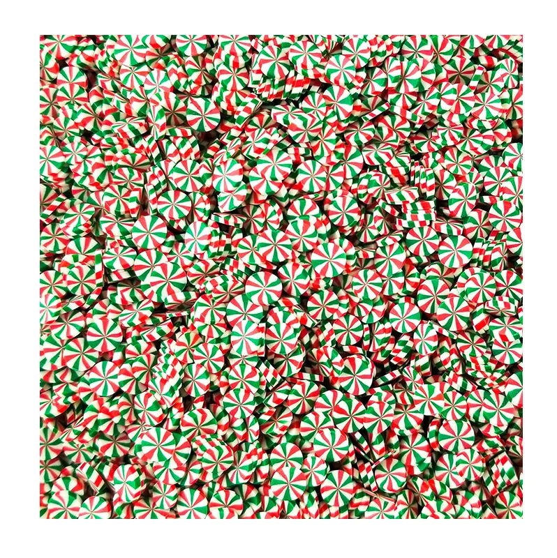 HUIHONG Red and Green Peppermint Polymer Clay Dessert Candy Slice Christmas Sprinkles for Slime or DIY Crafts