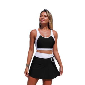 Ensemble bikini jupe <span class=keywords><strong>taille</strong></span> <span class=keywords><strong>haute</strong></span> pour <span class=keywords><strong>femme</strong></span>, <span class=keywords><strong>maillot</strong></span> <span class=keywords><strong>de</strong></span> <span class=keywords><strong>bain</strong></span> deux pièces amincissant pour les vacances à la plage - Product Image 1