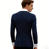 Veste d'équitation bleu marine pour homme, coupe ajustée, col blanc, pour concours d'équitation, dressage et saut d'obstacles, vente en gros