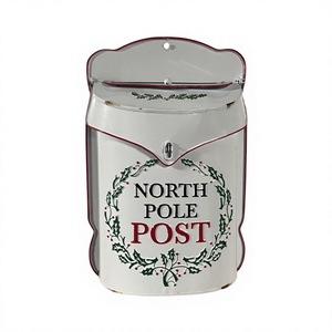 Wall Mount North Pole Post <b>Box</b> Christmas Decoration Farm & Garden Decorative Rustic Metal Mailbox Customizable Designs - Product Image 1