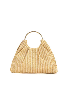 New explosive fashion nail bead straw bag vacation seaside beach woven pleated <b>ring</b> handbag for women Bag - Product Image 6