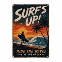 Panneau en métal de haute qualité, motif personnalisé, style moderne, vintage, rétro, plage, surf, pour boutique de surf, hôtel, maison, bar, décoration murale