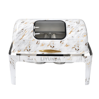 Plat de service rectangulaire en acier inoxydable LIYUNDA à couvercle roulant, couleurs personnalisées, double combustible, pour buffet et traiteur