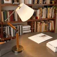 Lampe de table vintage à bras articulé en fer, design moderne, lampe de lecture LED protectrice pour les yeux avec abat-jour en PVC à intensité variable pour chambre, bureau, bureau à domicile