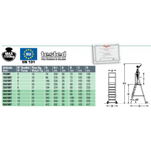 บันไดคลังสินค้ามืออาชีพ4ขั้นพร้อมลงจอดสูง98ซม. 100 /smt - Product Image 3