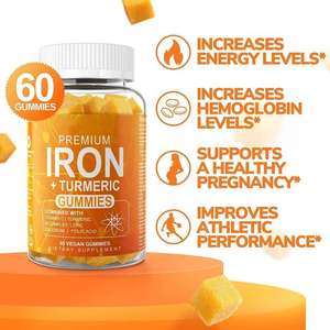 Gummies au fer et au curcuma pour la santé des femmes, 25 mg de fer avec 600 mg d'extrait de curcuma, complément végétalien - Product Image 3