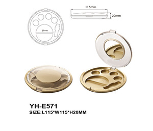 กล่องใส่อายแชโดว์สีทองด้านแบบพกพาที่กำหนดเองได้กล่องใส่เครื่องสำอางกระจกและกระทะกลม6สี - Product Image 2