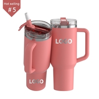 Gobelet isotherme réutilisable personnalisé de 40 oz avec poignée et paille rabattable, tasse isotherme anti-fuite, bouteille d'eau isolée