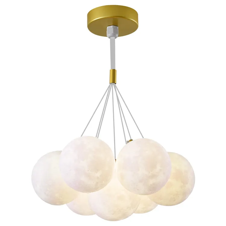 Современный лунный абажур, подвесной светильник для дома, детской спальни, светодиодный декоративный светильник, люстра в форме шарика, подвесной светильник