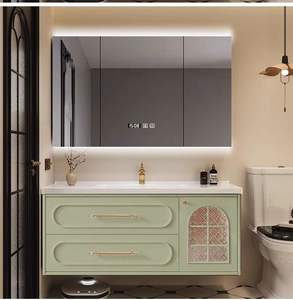 Ensemble de meubles de salle de bain de style moderne noir avec lavabo intégré, miroir intelligent, vasque en céramique et contreplaqué - Product Image 6