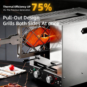 فرن شواء كهربائي دريم لافي 800 من الفولاذ المقاوم للصدأ بـ 8 صواني، 1800 واط، مؤقت 90 دقيقة، تسخين مزدوج الجوانب، سهل التنظيف، تسخين ثلاثي الأبعاد، 220 فولت/110 فولت - Product Image 4