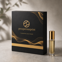 Boîte cadeau personnalisée en carton rigide magnétique pour huile d'oud, emballage de luxe noir et or pour flacon de parfum roll-on de 10 ml