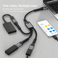 Adaptateur Répartiteur USB-C 1 vers 3, Hub USB-C 3 Ports Tressé pour Ordinateur Portable, PC, Imprimante, Souris, Clavier, Clé USB