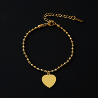 Bracelet chaîne avec pendentif cœur Ywyougang, bracelet chaîne en métal 4 couleurs avec breloque cœur pour gravure laser personnalisée, cadeau de bijoux