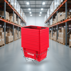 Ensemble de paniers de courses en plastique rouge Vevor, 12 pièces avec support en fer, 16,9 x 11,8 x 8,7 pouces, durables pour le stockage en entrepôt - Product Image 2